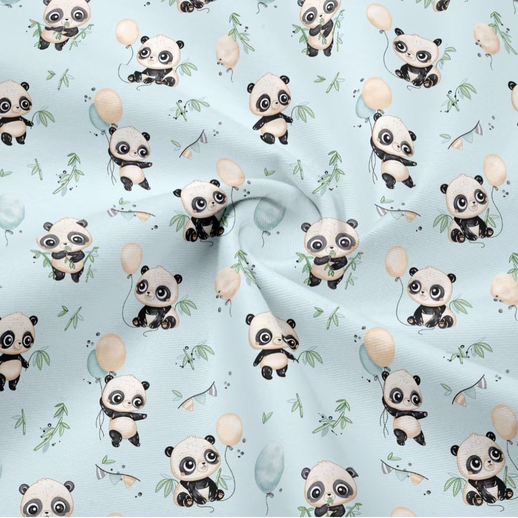 批发供应 133*72斜纹印花布卡通40支棉布 气球熊猫 童装衬衫面料