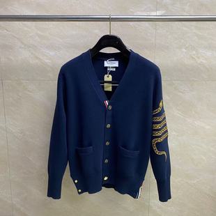 Tb Factory Direct Autumn and Winter New Celebrity Style Snake-Shaped Embroidered Five-Button Cardigan Unisex Casual Cardigan