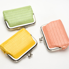 2024 New Lipstick Storage Bag Mini Short Wallet Clip Case Women Coin Pouch Crocodile Pattern Change Purse