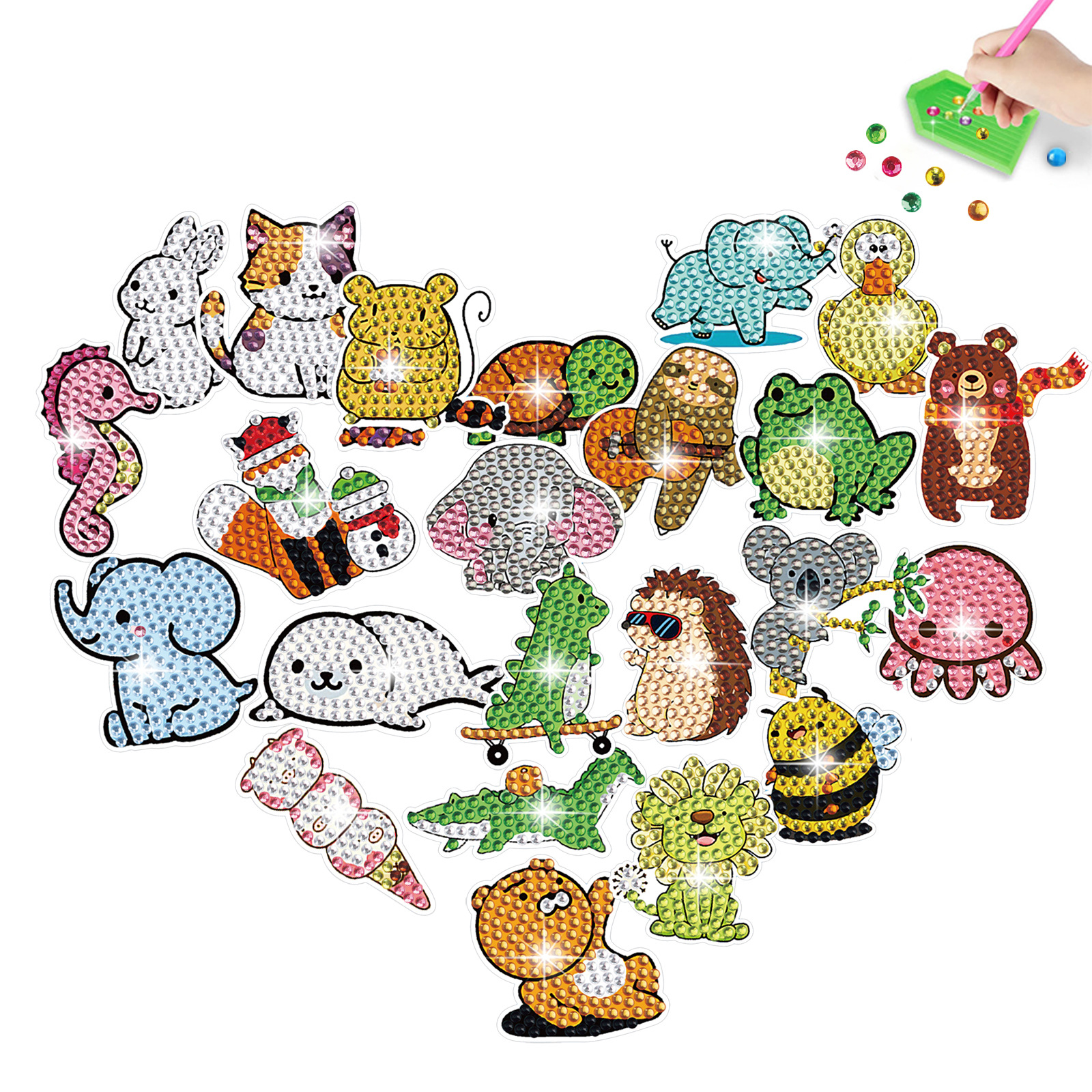 Animal de dibujos animados transfronterizos elefantes dibujos de diamantes DIY aleatorios ladrillos dibujos de pared dibujos de perforación dibujos de juguetes al por mayor