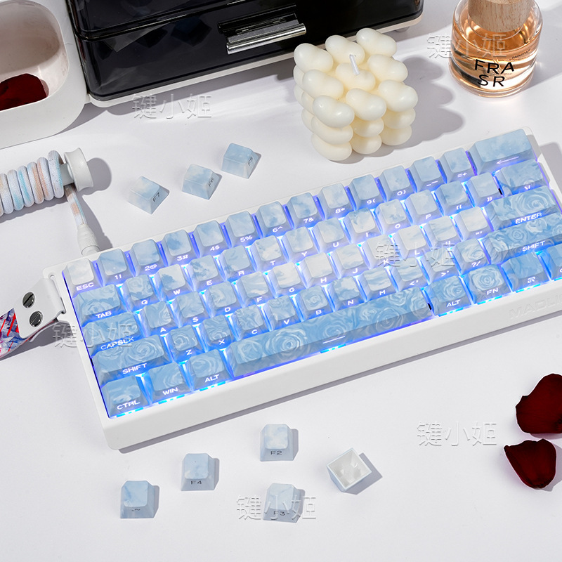 ローズコーストキーキャップ箱入りサイド刻印半透明オリジナルカスタムキーキャップ5面昇華ウーティング|undefined