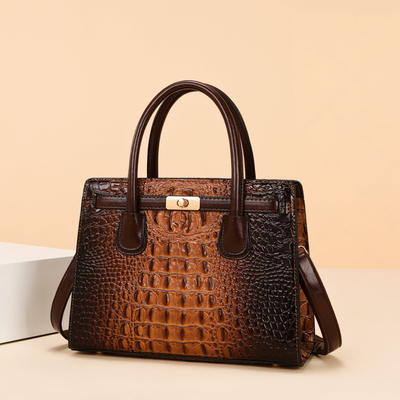 Cross-Border Luggage Retro 2025 New Leopard Print Embossed Crocodile Pattern Shoulder Handbag Crossbody Bag Women's Tote Bag