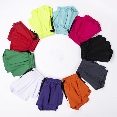 Cross-border yoga shorts for women, summer non-slip, quick-drying fitness pants, marathon training, running sports, three-quarter pants