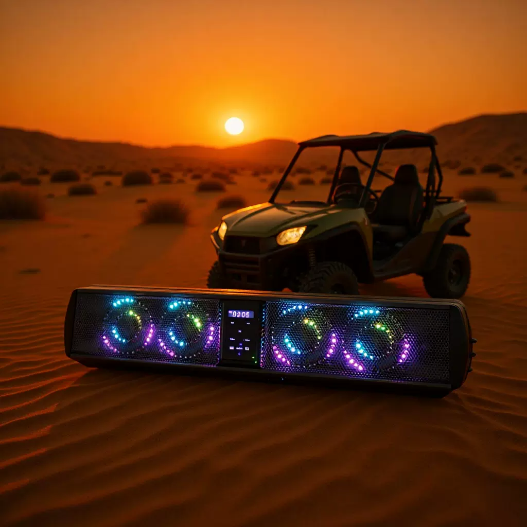 厂家直销跨境ATV高尔夫车音响AUXLED灯圈音霸低音炮蓝牙带USB音箱