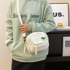 Canvas bag for women, Japanese style, fresh and simple solid color minimalist bag for women students, casual single shoulder bag, mobile phone bag, small crossbody bag