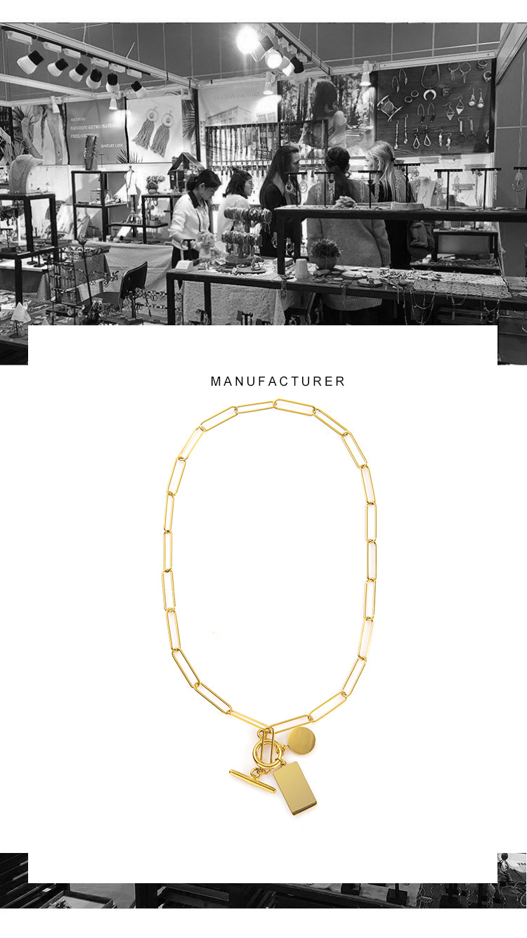 25g Weight Vacuum Plating Gold Plating Process Wholesale Jewelry Simple Style Geometric 304 Stainless Steel 18K Gold Plated Plating Necklace