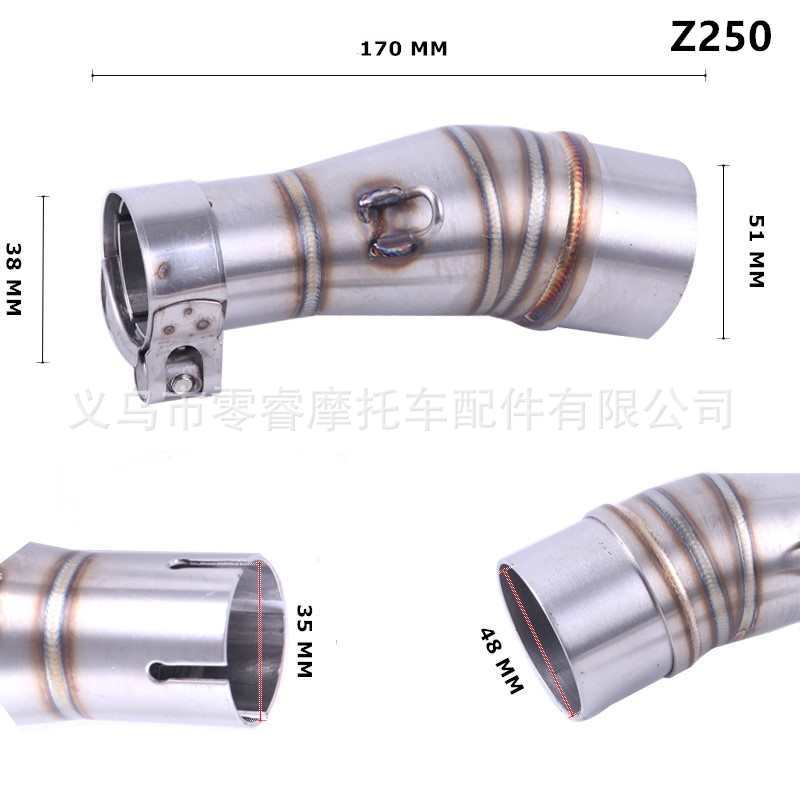 Motorcycle Modified Kawasaki Exhaust Pipe Modified Middle Section Kawasaki Er6N R25 Z250Z 250Sl Transfer Interface