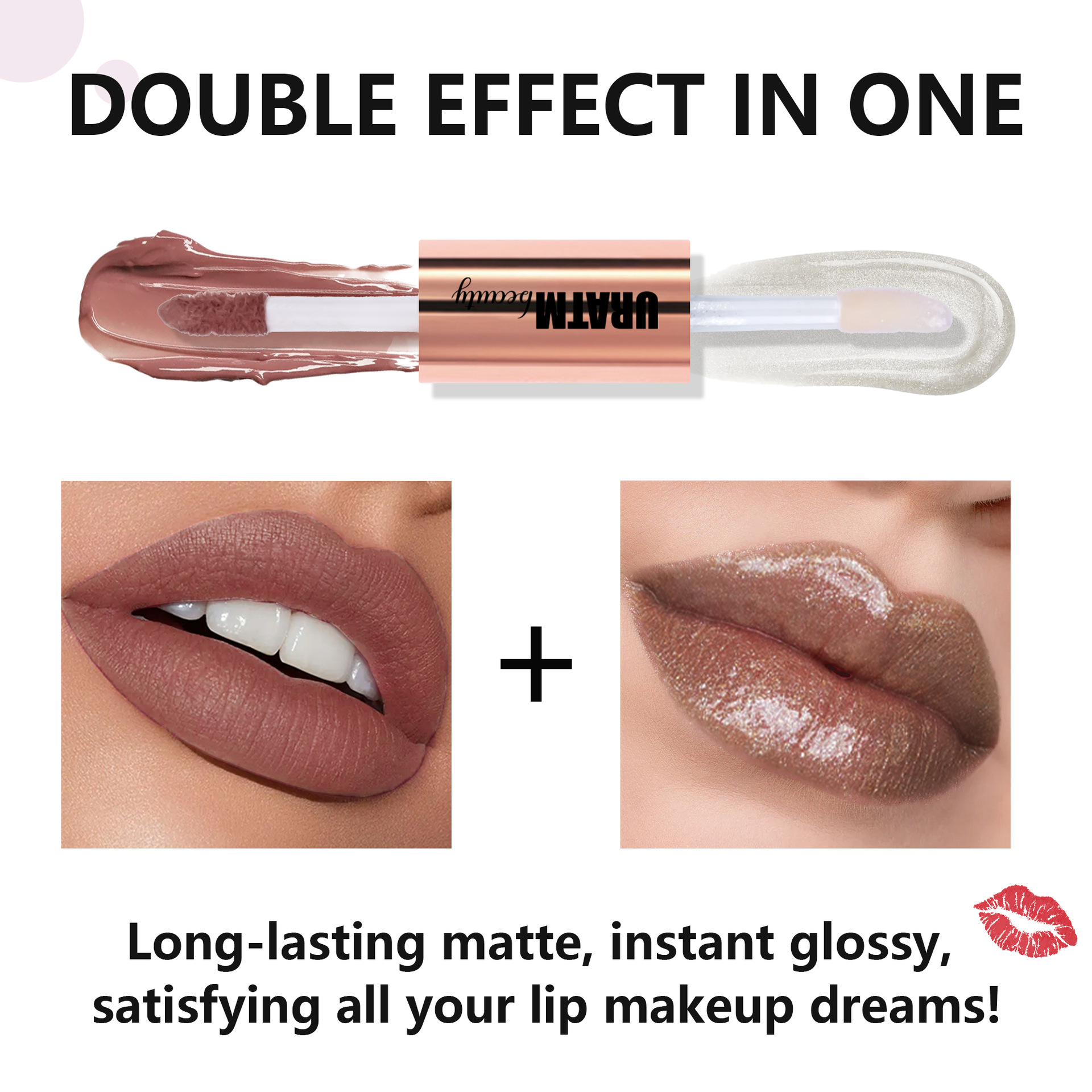 SHCOETY Cross-border double-head lip gloss matte laminated pearlescent fine sparkling lip gloss is not easy to stick to the cup and does not fade for a long time Item Picture