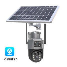 V380户外双镜头双画面太阳能摄像机跨境热卖 4G远程Solar Camera