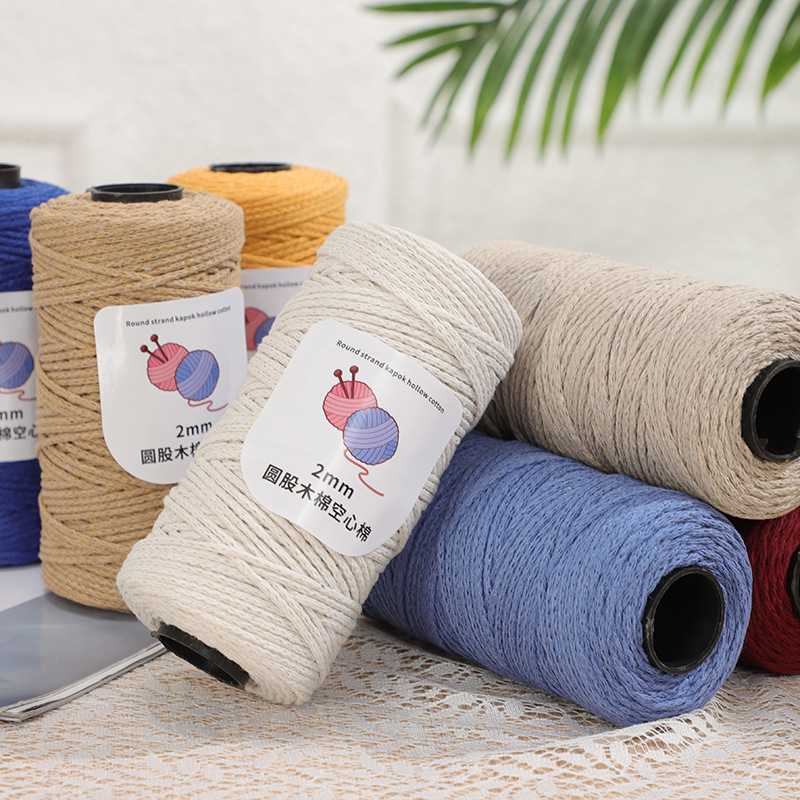 Explosions 2mm round strand hollow yarn European-style hook bag hollow Diy thread color multi-hand crochet collocation