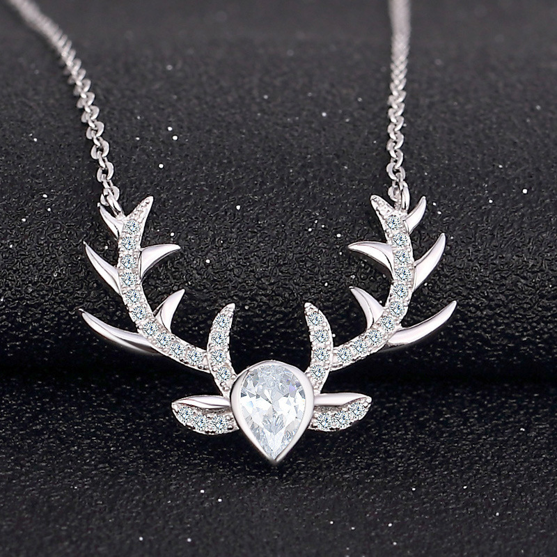 Transfronterizo s925 collar de plata esterlina mujer moda coreana personalidad mayorista un ciervo tiene usted colgante cadena clavícula un agente