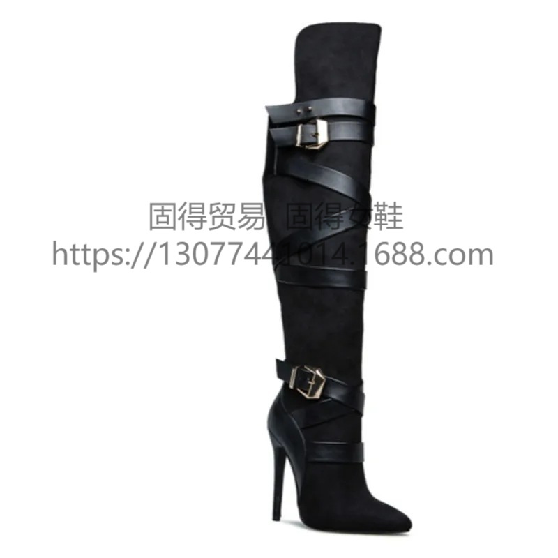 跨境独立站ins时尚走秀细高跟长靴女鞋街拍Runway Shoes