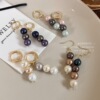 Retro earrings from pearl, gradient, bright catchy style, french style