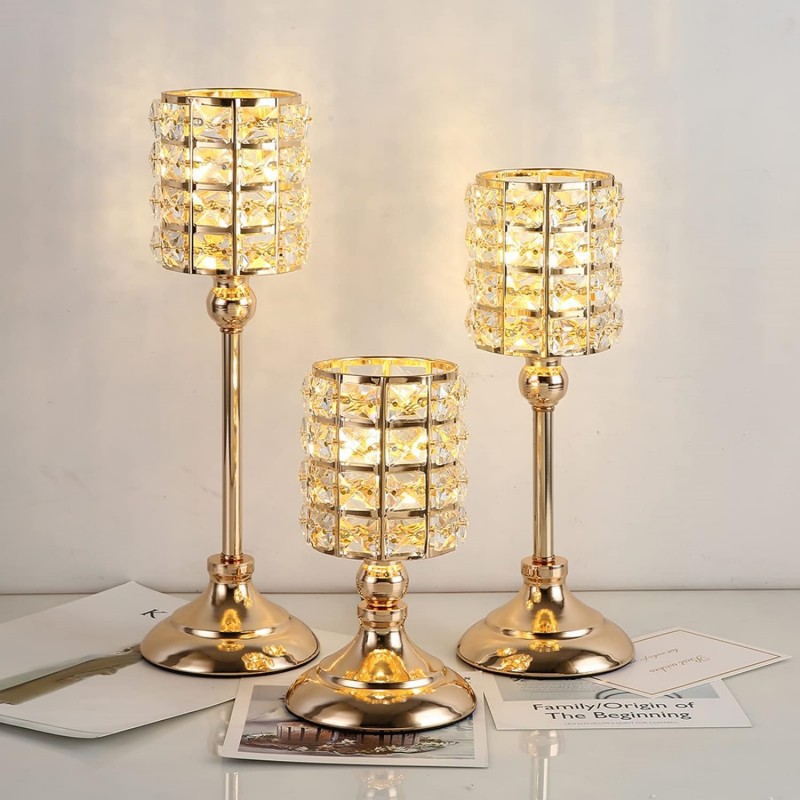 Candelaria de cristal transfronteriza escandinava decoración romántica ligera de lujo estilo de boda de vela de bananas soporte de vela props de cena a la luz de las velas