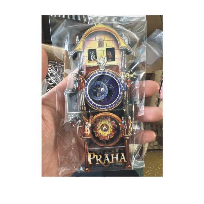 Madera Praga Square Astronomical Refrigerador adsorción magnética creativa con engranajes giratorios atractivos recuerdos turísticos