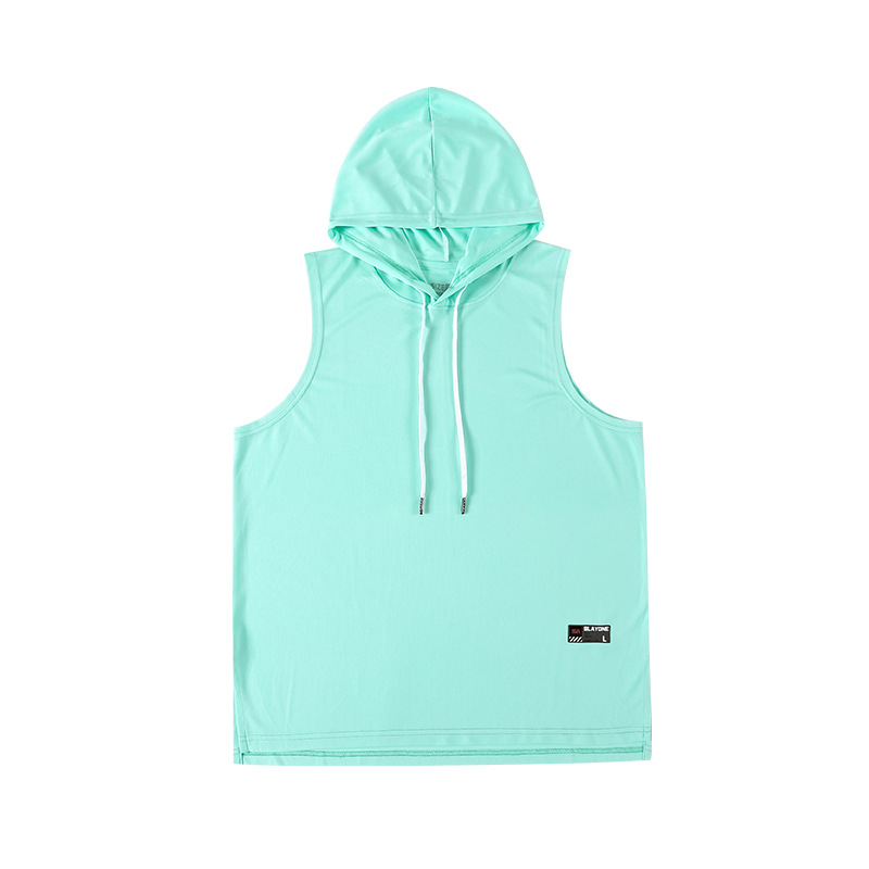 Verano con capucha Chaleco de los hombres al aire libre baloncesto deportes camiseta sin mangas ropa de fitness chaleco suelto camiseta sin mangas de los hombres