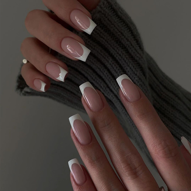 Cross-border European and American rectangular wear nail French simple fake nail removable nail nail piece wholesale nails Cross-border European and American rectangular wear nail French simple fake nail removable nail nail piece wholesale nails