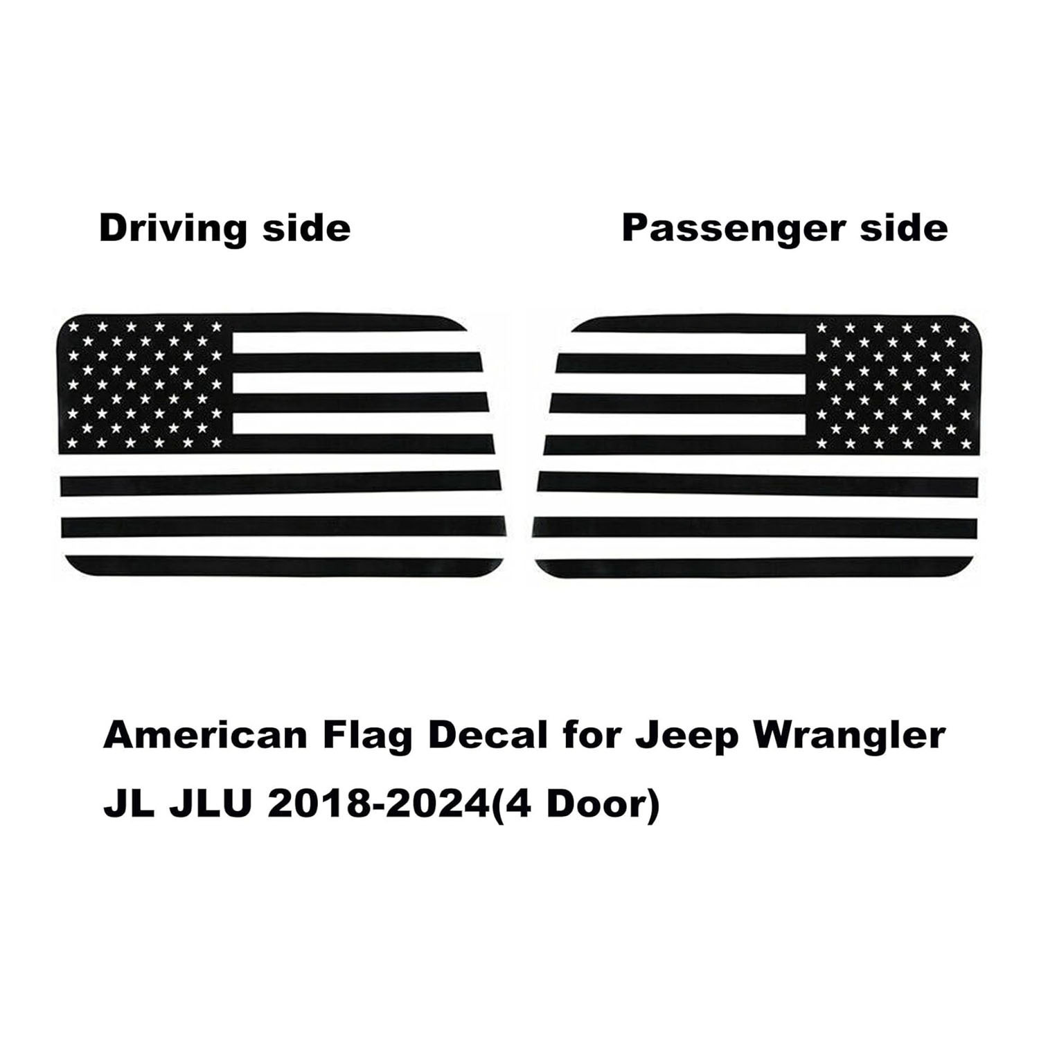 Aplicación Jeep Wrangler JL JLU 2018-2024 ventana trasera bandera americana pegatina ventana de vidrio vinilo