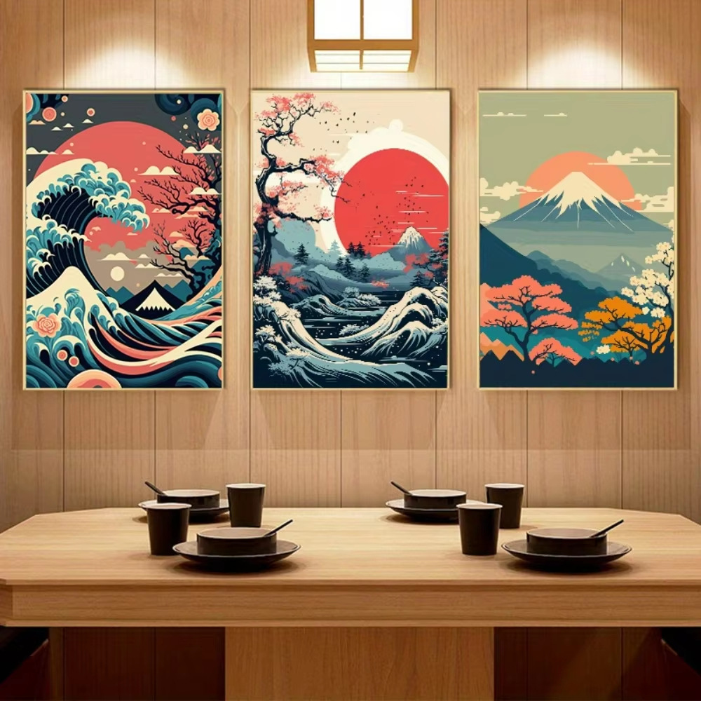 Scenery, Landscape Pattern Chinoiserie, Pastoral Style Chinoiserie Pastoral Scenery Landscape Canvas   Artificial Decorations