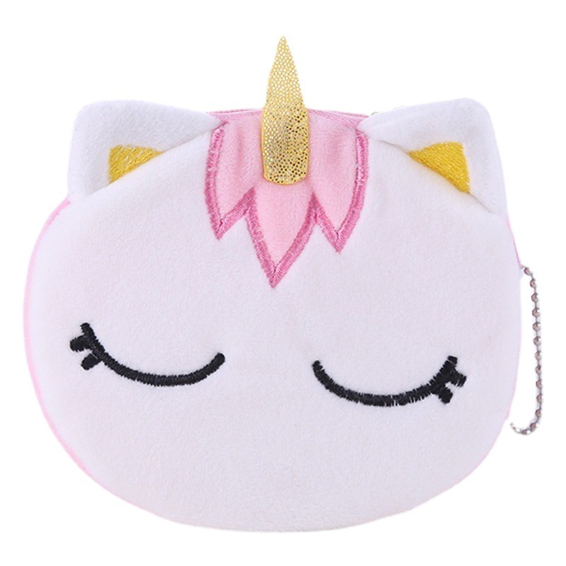 Estilo coreano ins lindo unicornio de dibujos animados monedero chica estudiante portátil mini felpa moneda caso clave
