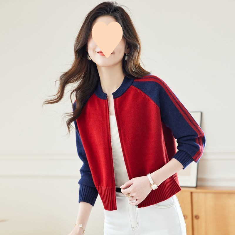 高腰短款针织开衫女士早春秋装2025新款爆款小个子棒球服毛衣外套|undefined