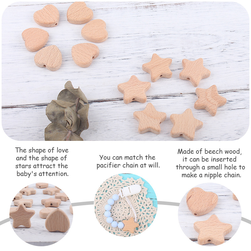 Nuevo bebé suministros Beech Love Star forma mordedor creativo DIY chupete cadena teether pulsera Accesorios
