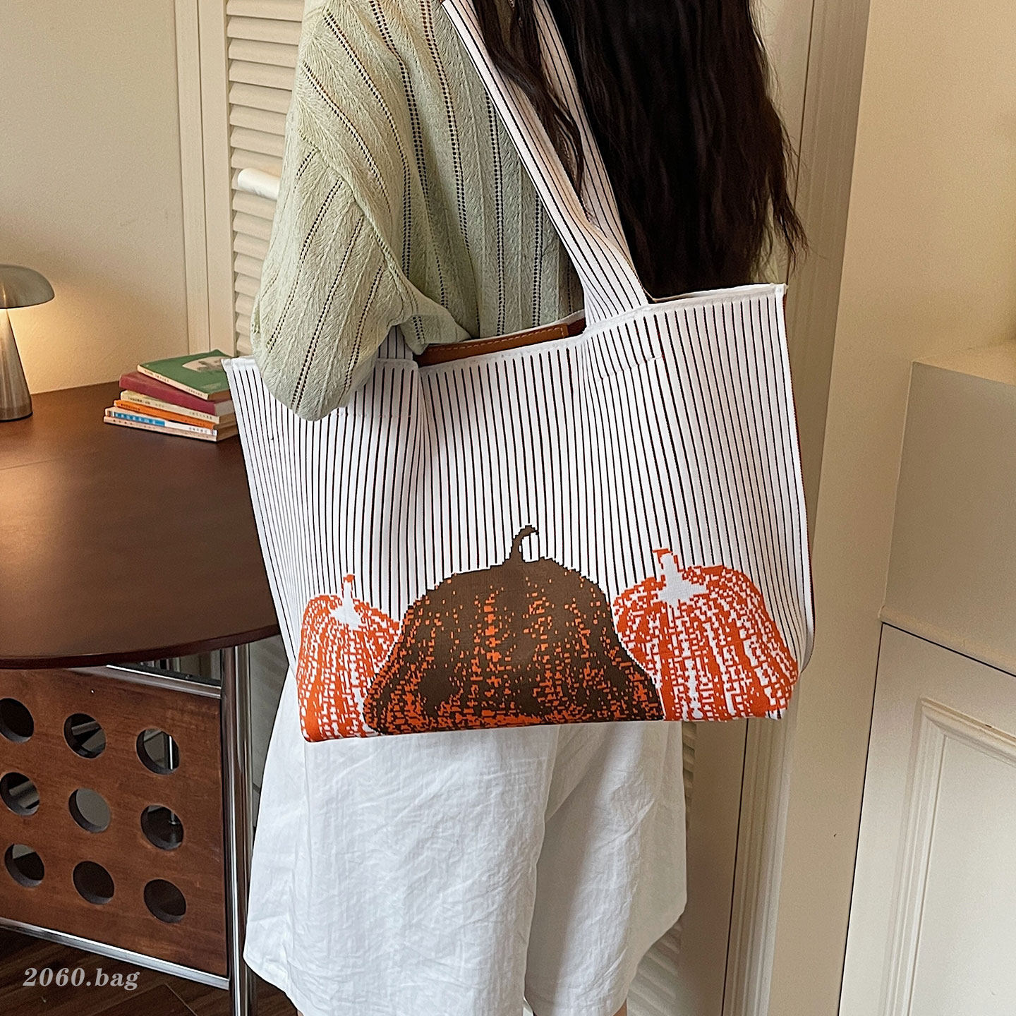 Bolsa para mujeres 2026 rayas nuevas bolsas de arte ocio de gran capacidad bolsas de mano tejidas de hombro único verano
