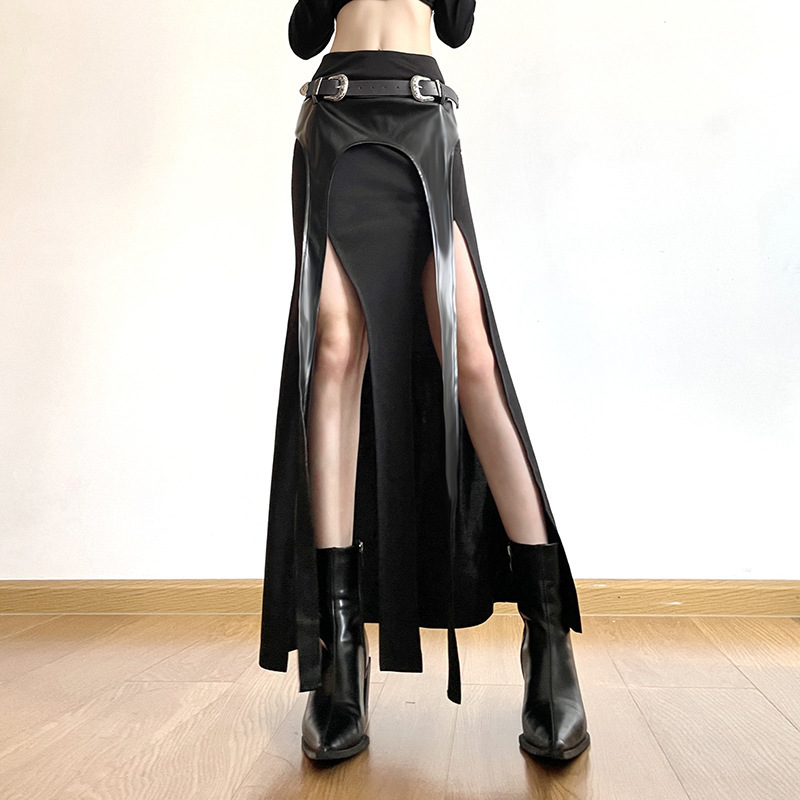 Ins High Street Hot Girl Style Slim Fit Fishtail Slit Skirt for Women with Unique Ribbon Irregular High-Waisted Long Skirt Ins High Street Hot Girl Style Slim Fit Fishtail Slit Skirt for Women with Unique Ribbon Irregular High-Waisted Long Skirt