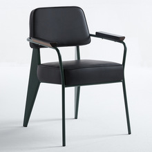 新款北欧餐椅复古简约铁艺休闲椅金属设计师创意带扶手靠背咖啡厅
