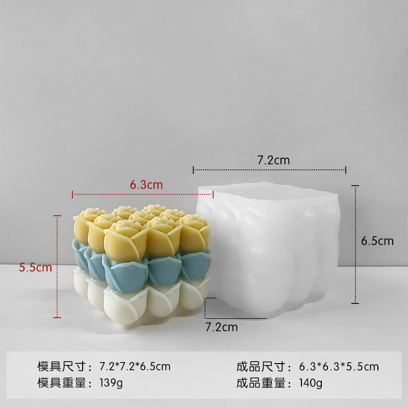 Jiahuimei Geométrico Rubik Cube Molde de vela de aromaterapia Diy Piedra de expansión Aromaterapia hecha a mano Molde de silicona