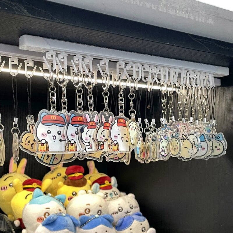 Keychain Display Rack with Sliding Rail for Wall Mounting, Acrylic Keychain Holder, Storage Organizer for Badges and Accessories