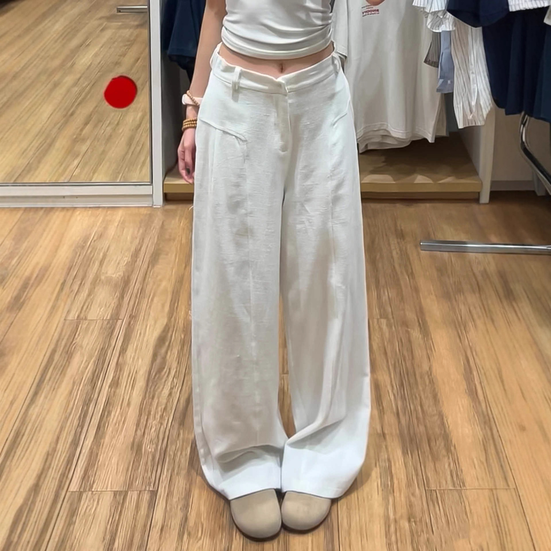 Pantalón tiro alto casual blanco