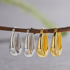 U形設計耳扣S925純銀耳環女耳扣簡約復古百搭耳飾直播新款批發