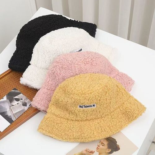 Cotton Cap Girl Autumn and Winter Warm Lamb Wool Fleece Fisherman Hat Korean Style Fashion Windproof and Coldproof Versatile Japanese Bucket Hat