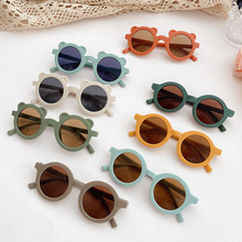 韩版婴童ins奶油色系儿童圆框太阳眼镜个性男女宝宝防晒太阳墨镜