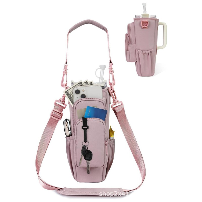Spot Outdoor Sports down Water Bottle Bag Portable Large Capacity Crossbody Water Cup Bag Travel Thermos Cup Cover Bottle