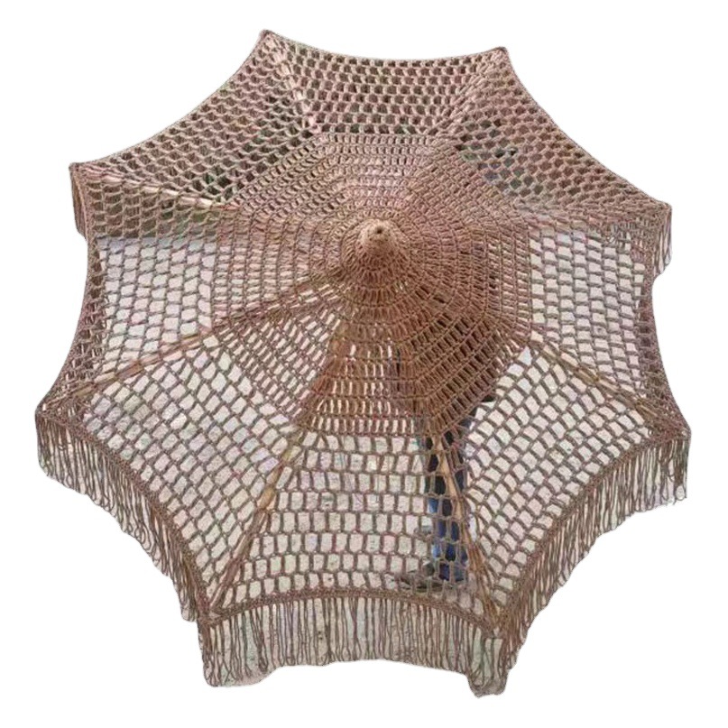 Paraguas al aire libre Paraguas de playa Paraguas tejido Simulación de paja Granizo Patio al aire libre Granja Paraguas