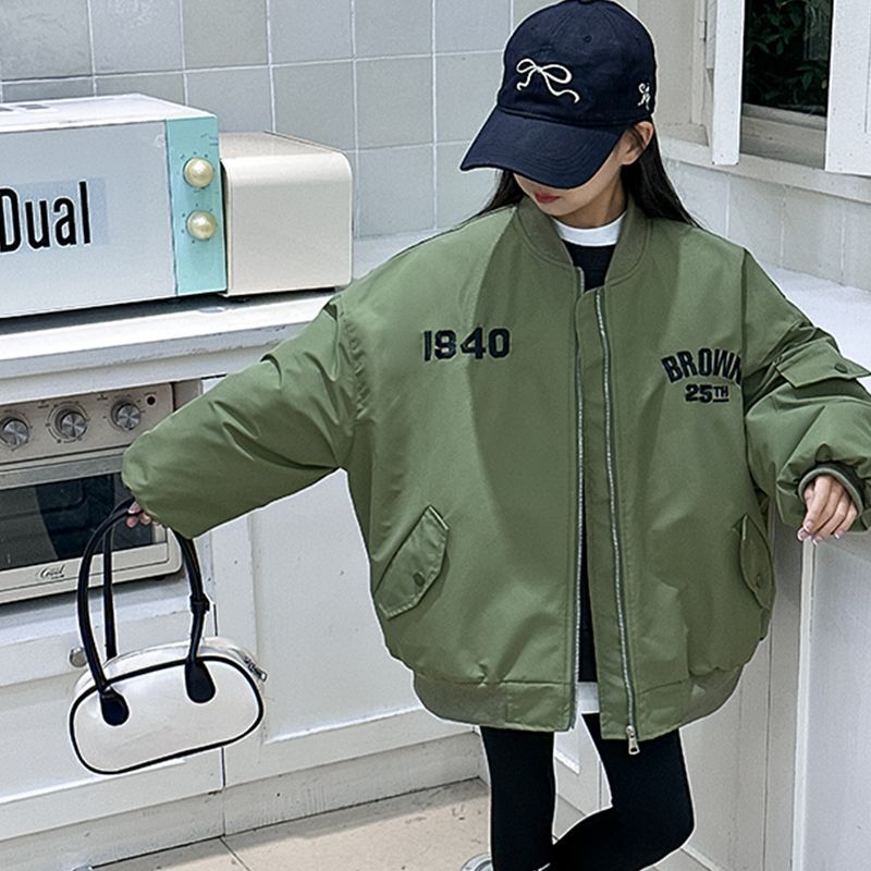 韩国女童棉服儿童洋气加厚棒球服秋冬装外套2024新款大童夹克上衣