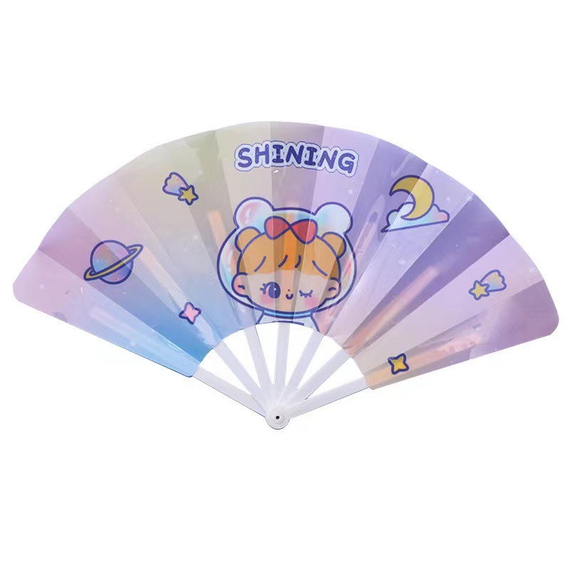 Verano encantador dibujos animados pequeños ventiladores niños estudiantes ventiladores plegables portátiles dibujos animados de plástico ventilador plegable regalo de jardín de infantes image 6