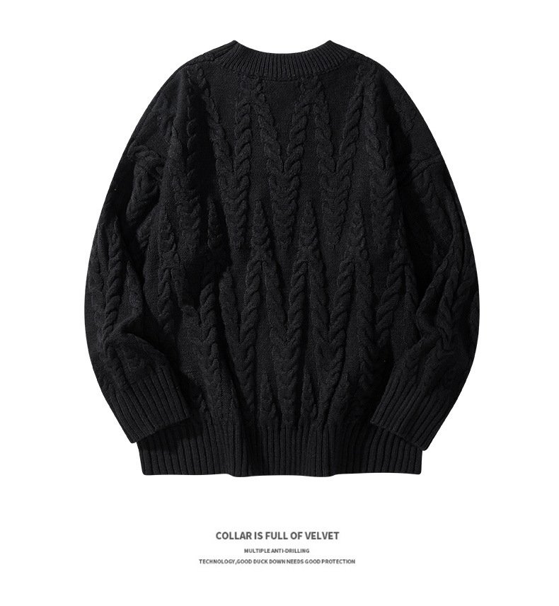 Men's Solid Color Jacquard Knit Sweater – Minimalist Pullover For Autumn & Winter_viptrois.com