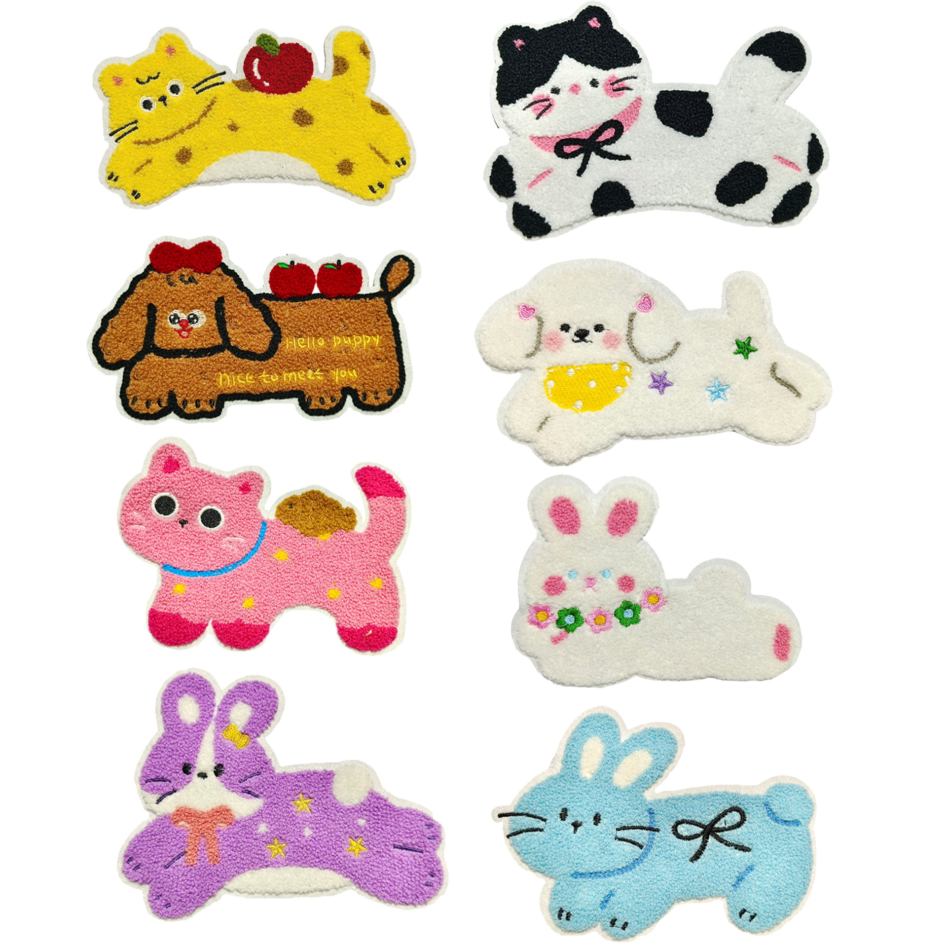 Nuevos dibujos animados computadora bordado toalla bordada gatito perro pegatinas de tela accesorios ropa bolsa accesorios DIY pegatinas
