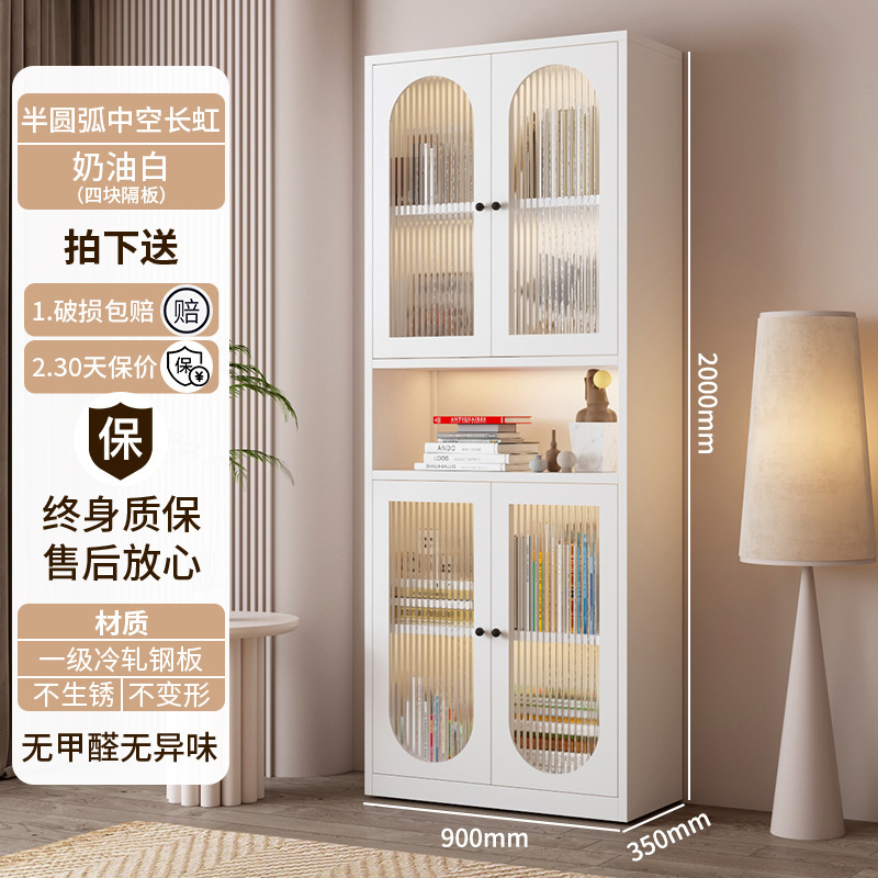 スチール製本棚収納キャビネット、ドア付き一体型壁面収納キャビネット、防塵ガラスドアディスプレイキャビネット、リビングルーム多層床から天井までの収納キャビネット|undefined