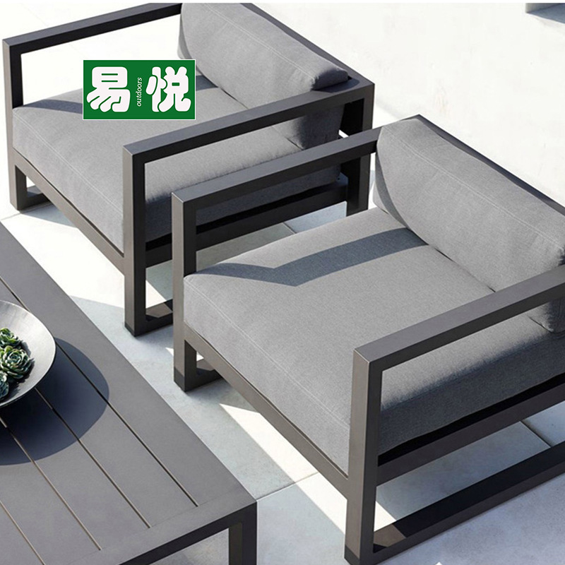 Jardín al aire libre Villa sofá mesa de té creativo hierro forjado impermeable sofá de patio sofá de aluminio al aire libre