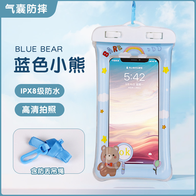 Teléfono móvil impermeable bolsa pantalla táctil crossbody con cuerda natación buceo cubierta Apple Huawei universal deriva cinturón de sellado airbag