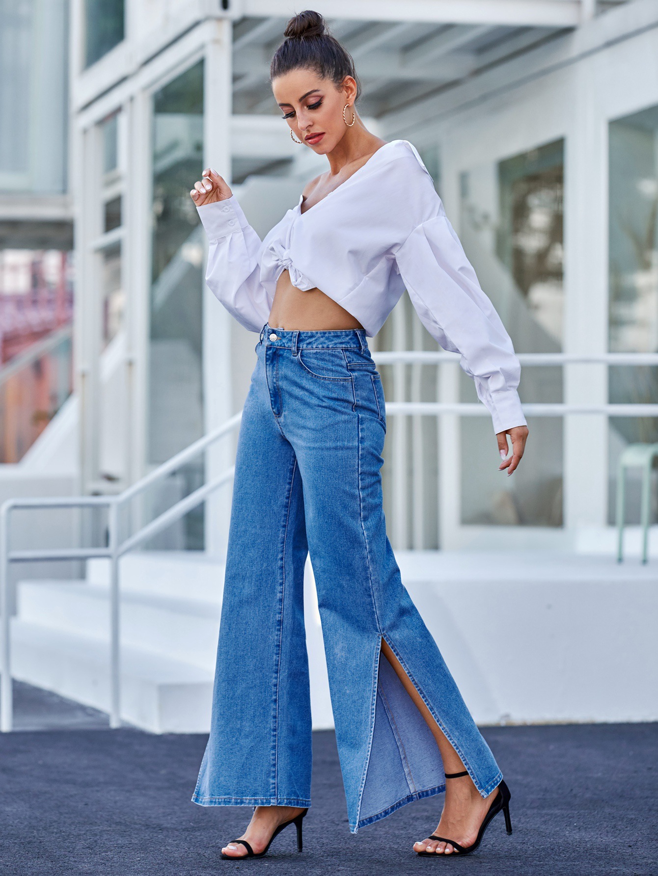 High-Waist Wide-Leg Pants NSJM79906