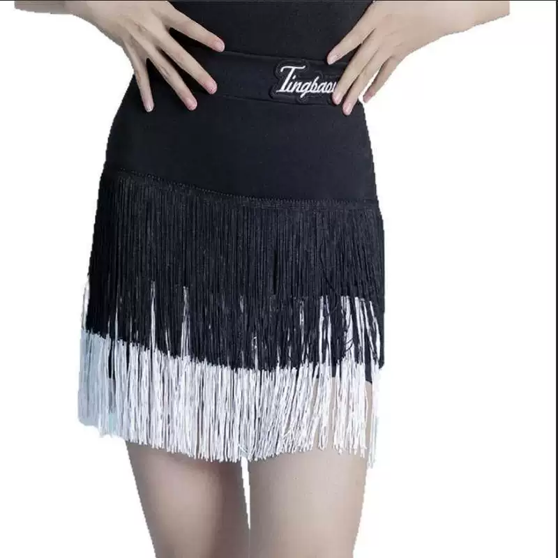 Women's Latin dance tassel skirt dance practice skirt professional grade examination competition encrypted tassel short skirt sexy hot girl