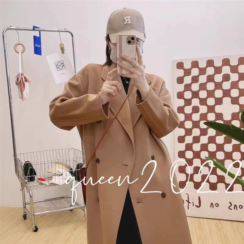 2023 осенне-зимнее Новое двустороннее шерстяное пальто, Длинное свободное повседневное пальто в Корейском стиле в наличии