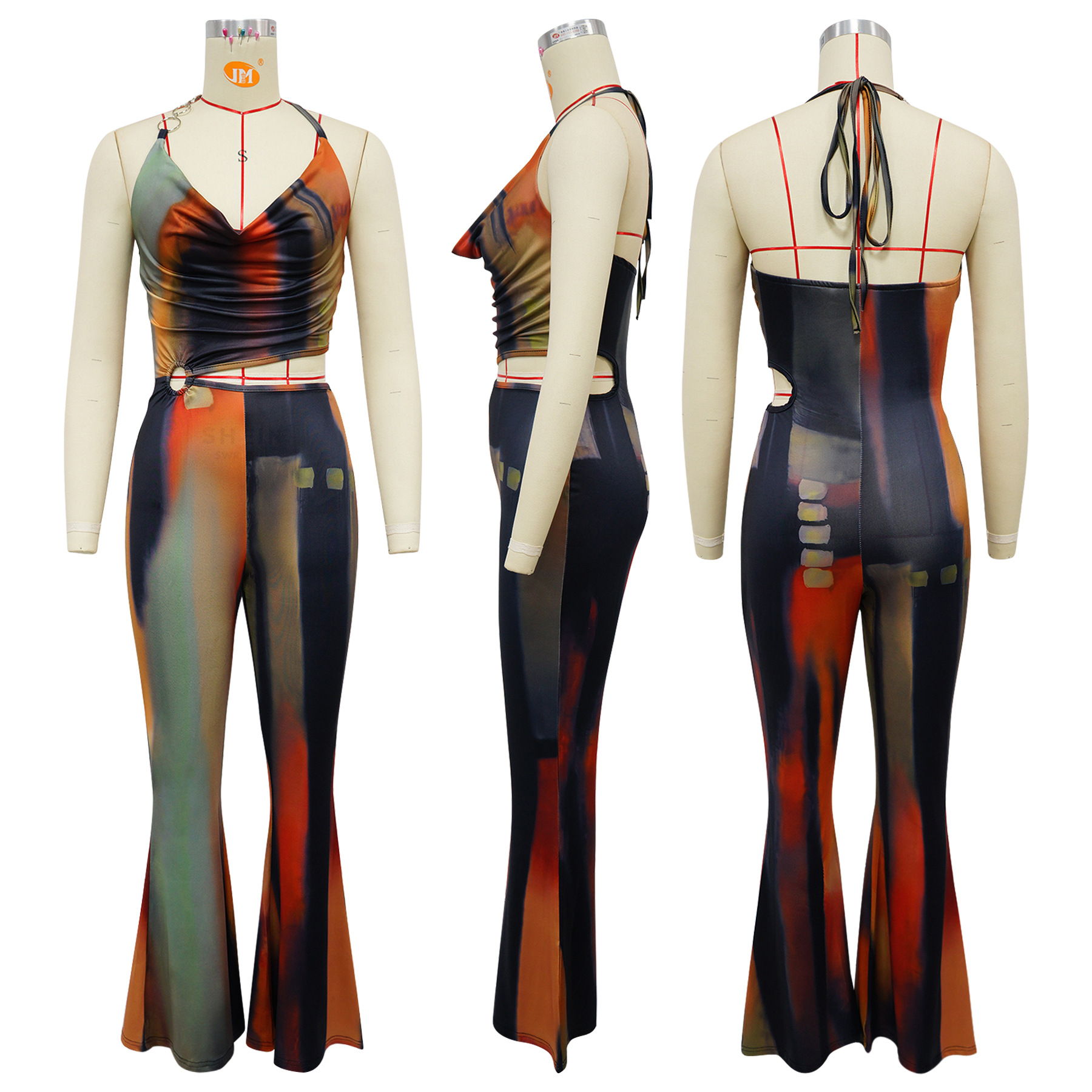 Damen Jumpsuit Mit Neckholder Und Taillengürtel Für Elegante Looks_voghion.com