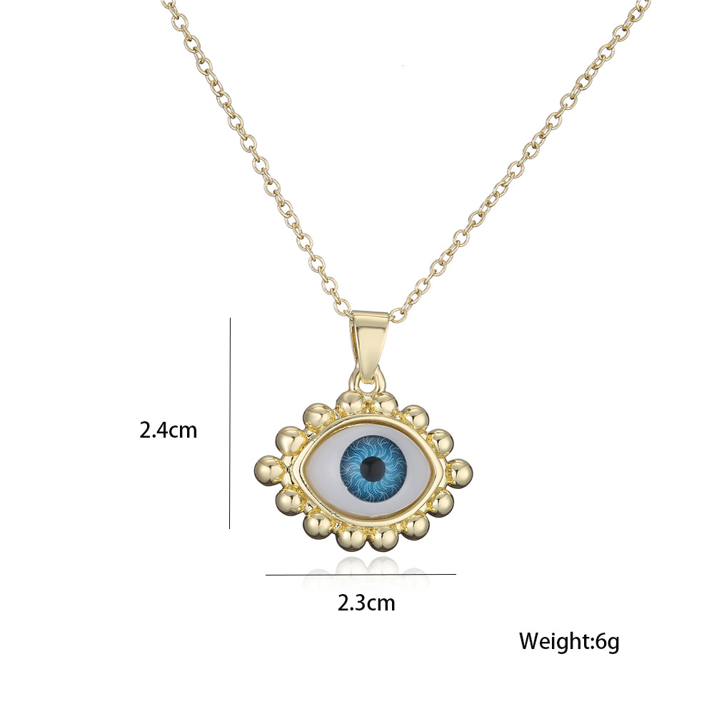 European And American Hot Sale New Copper Plated 18k Gold Lucky Eye Pendant Necklace display picture 4