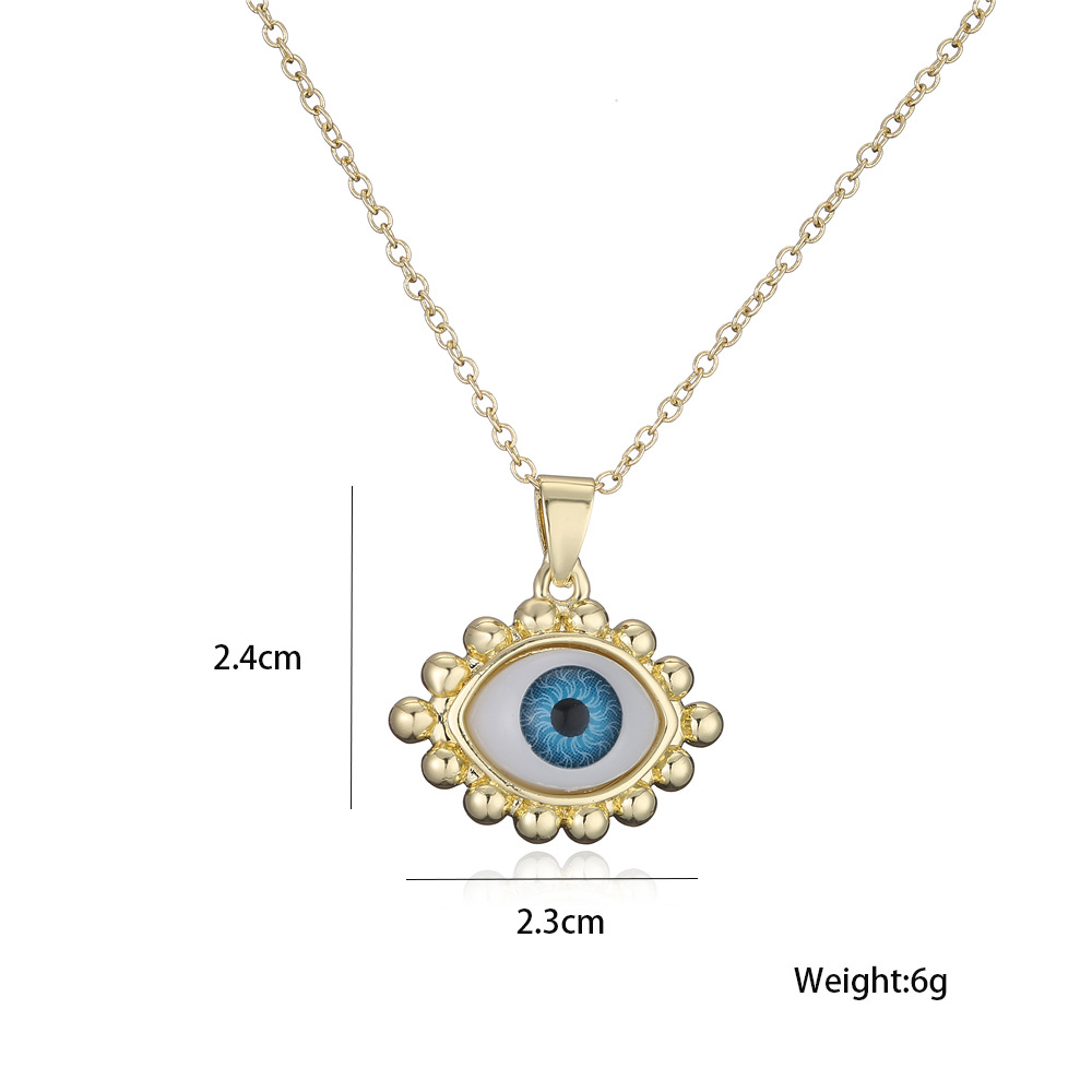 ¡oferta Europea Y Americana! Collar Colgante De Ojo De La Suerte De Oro Chapado En Cobre De 18k display picture 4